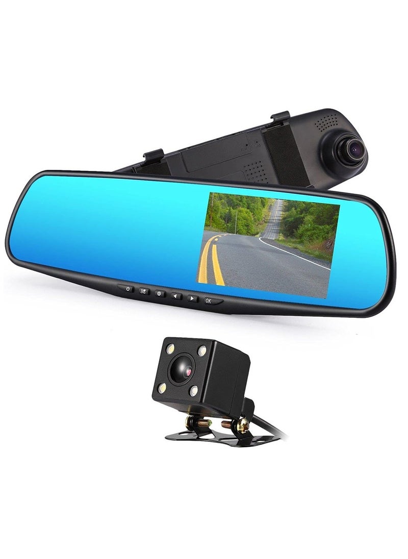 Furtey - 4.5-inch Dual Lens Driving Recorder ,With Reverse Camera ,HD Display Screen Tachograph ,Front & Inside & Rear Camera Driving Recorder, 140°Wide Angle ,Support Loop Recording,Time-mark Motion Detection - Image 1