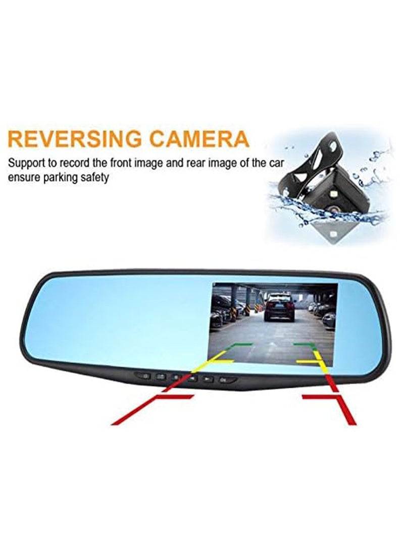Furtey - 4.5-inch Dual Lens Driving Recorder ,With Reverse Camera ,HD Display Screen Tachograph ,Front & Inside & Rear Camera Driving Recorder, 140°Wide Angle ,Support Loop Recording,Time-mark Motion Detection - Image 1