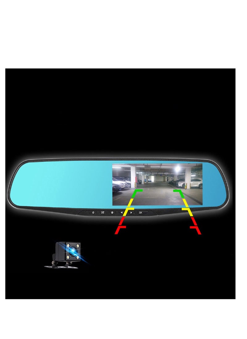 Furtey - 4.5-inch Dual Lens Driving Recorder ,With Reverse Camera ,HD Display Screen Tachograph ,Front & Inside & Rear Camera Driving Recorder, 140°Wide Angle ,Support Loop Recording,Time-mark Motion Detection - Image 1