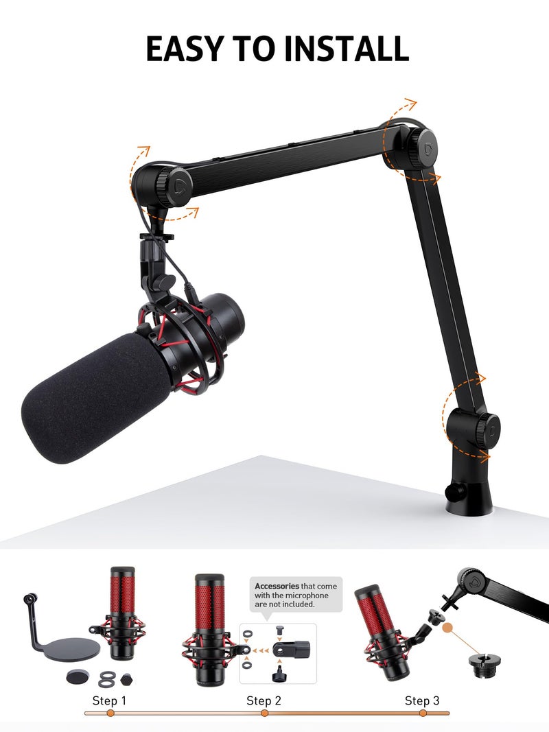 SUNMON HyperX QuadCast Boom Arm - Upgraded Heavy Duty Mic Arm with HyperX QuadCast Pop Filter, 360Â° Rotatable Microphone Arm for HyperX QuadCast, QuadCast S - Image 2