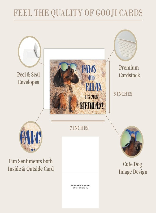 Gooji 5x7 Paws and Relax Dachshund Birthday Card - Funny Dog-Themed Greeting Card with Relaxing Beach Vibes for Animal Lovers and Special Celebrations - Image 3