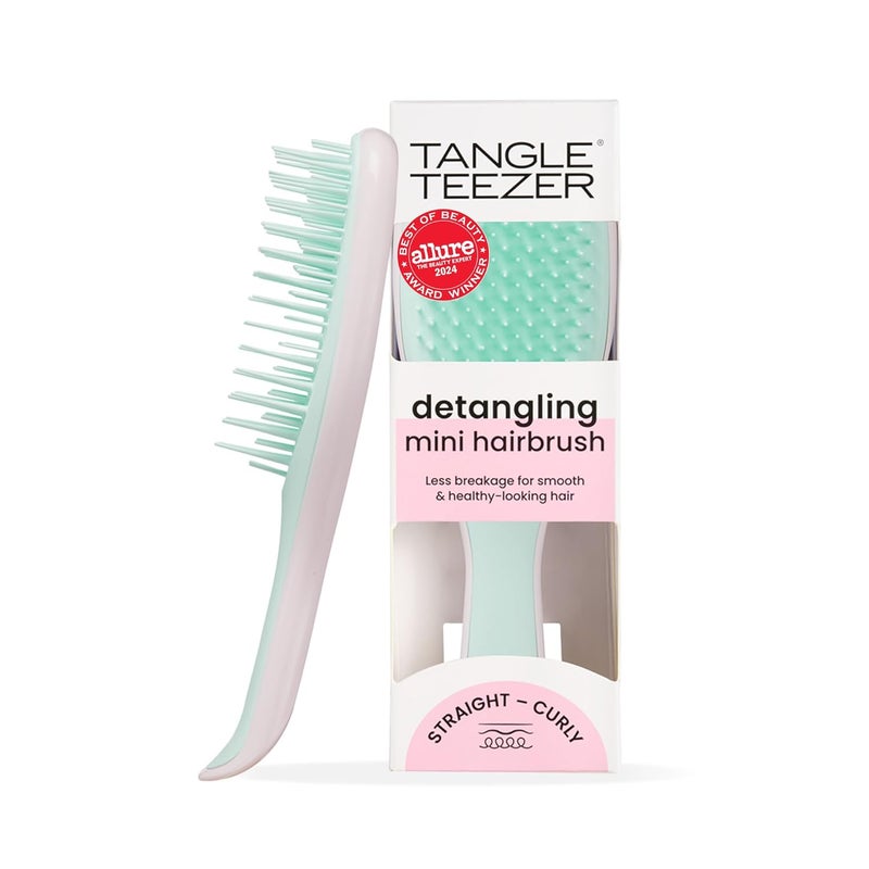 TANGLE TEEZER فرشاة شعر لإزالة التشابك النهائية، تقضي على العقد وتقلل من التكسر، فرشاة شعر صغيرة للسفر، تناسب الأيدي الصغيرة وجميع أنواع الشعر، وردي مارشميلو ونعناع - Image 1