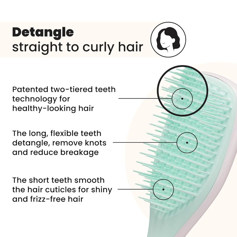 TANGLE TEEZER فرشاة شعر لإزالة التشابك النهائية، تقضي على العقد وتقلل من التكسر، فرشاة شعر صغيرة للسفر، تناسب الأيدي الصغيرة وجميع أنواع الشعر، وردي مارشميلو ونعناع - Image 2
