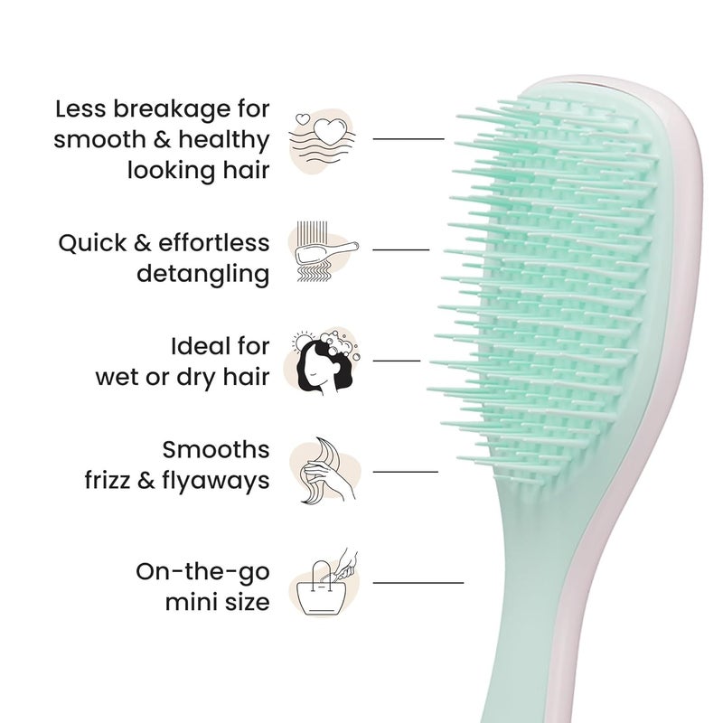 TANGLE TEEZER فرشاة شعر لإزالة التشابك النهائية، تقضي على العقد وتقلل من التكسر، فرشاة شعر صغيرة للسفر، تناسب الأيدي الصغيرة وجميع أنواع الشعر، وردي مارشميلو ونعناع - Image 4