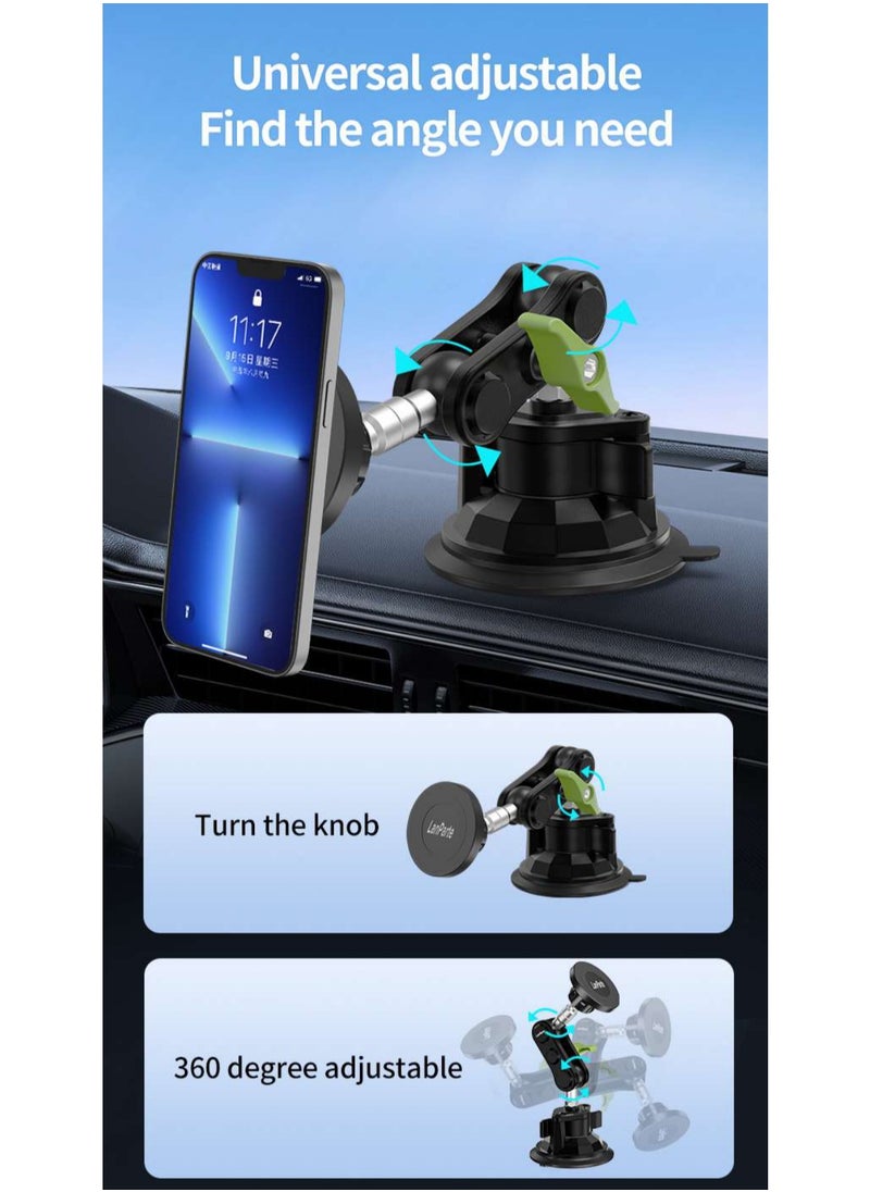 LanParte - Universal Magnetic Suction Phone Mount with Suction Cup Base, Windshield Dashboard, Vacuum Suction Phone Holder, Intelligent Magnetic Car Mount Mobile Phone Holder - Image 1