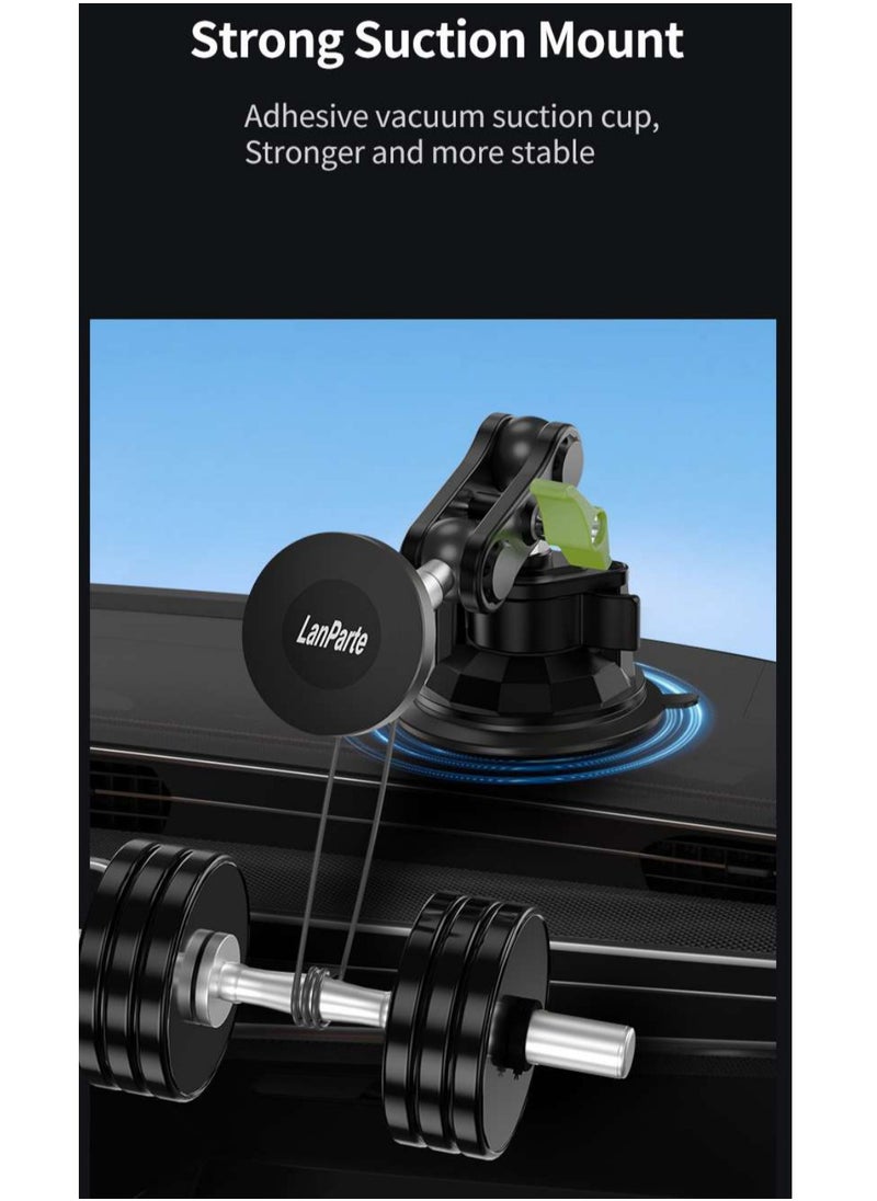 LanParte - Universal Magnetic Suction Phone Mount with Suction Cup Base, Windshield Dashboard, Vacuum Suction Phone Holder, Intelligent Magnetic Car Mount Mobile Phone Holder - Image 1