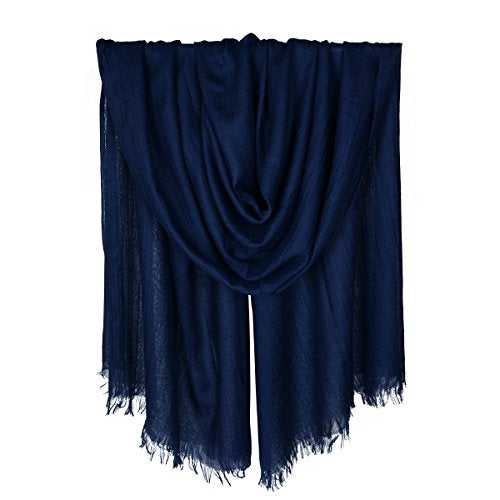 Iristide Womens Long Scarf in Solid Color, Light Weight Large Shawls Wrap for Beach Outdoor Camping Traveling Sunscreen Neckwear 75×43 inch (Navy) - Image 2