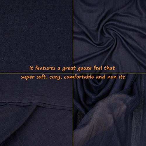 Iristide Womens Long Scarf in Solid Color, Light Weight Large Shawls Wrap for Beach Outdoor Camping Traveling Sunscreen Neckwear 75×43 inch (Navy) - Image 5