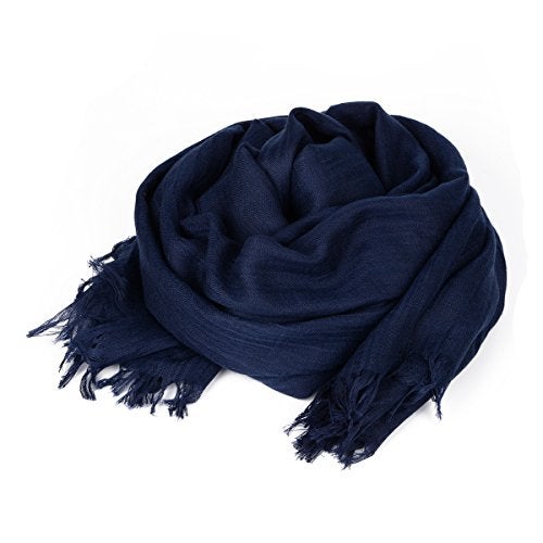 Iristide Womens Long Scarf in Solid Color, Light Weight Large Shawls Wrap for Beach Outdoor Camping Traveling Sunscreen Neckwear 75×43 inch (Navy) - Image 4