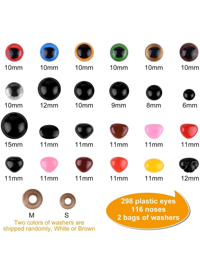 KASTWAVE - Safety Eyes with Backings, 1028 Pcs Plastic Safety Eyes and Noses Kit with Washers for Doll Plush Animal Craft Making, for Soft Toy Making DIY Crafts Assorted Sizes - Image 1