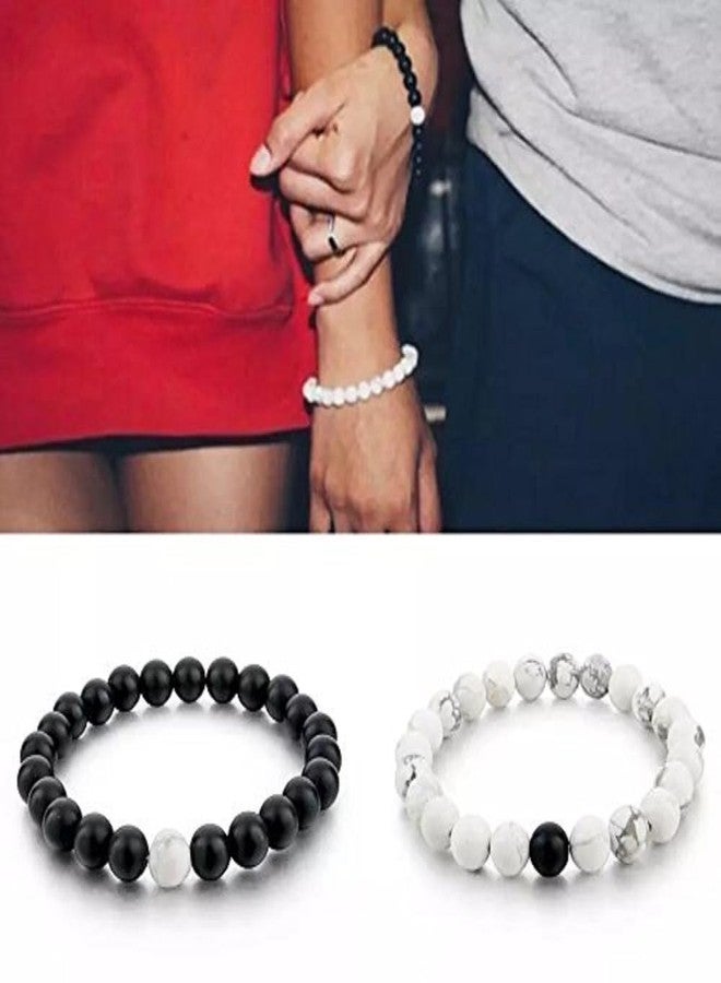 ARTIFICIAL TREE Black White Ball Nazariya Stretchable Bracelet Adjustable for Women, Men, Girls & Boys 4 Piece (AT GIRLS BRCT 042) - Image 3