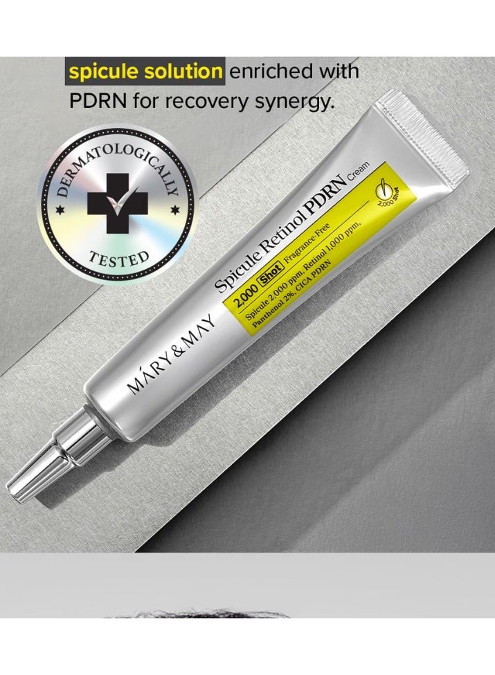 MARY & MAY Spicule Retinol PDRN Cream 30ml – Fragrance Free Vegan Korean Skincare with Retinol 1000ppm, Spicule 2000ppm, PDRN, CICA & Panthenol - Image 2