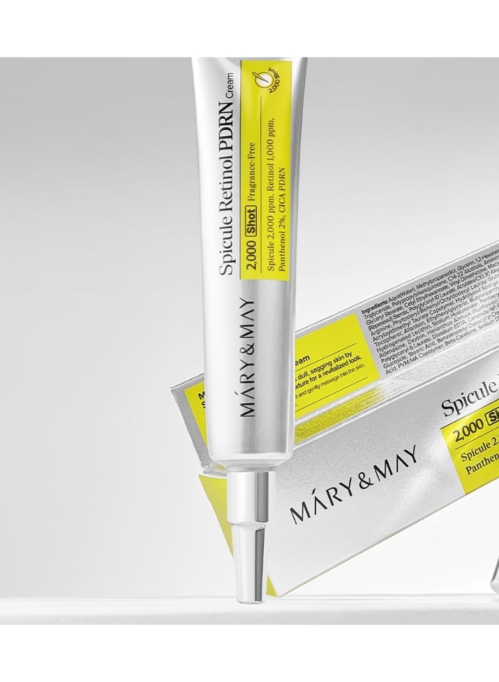 MARY & MAY Spicule Retinol PDRN Cream 30ml – Fragrance Free Vegan Korean Skincare with Retinol 1000ppm, Spicule 2000ppm, PDRN, CICA & Panthenol - Image 1