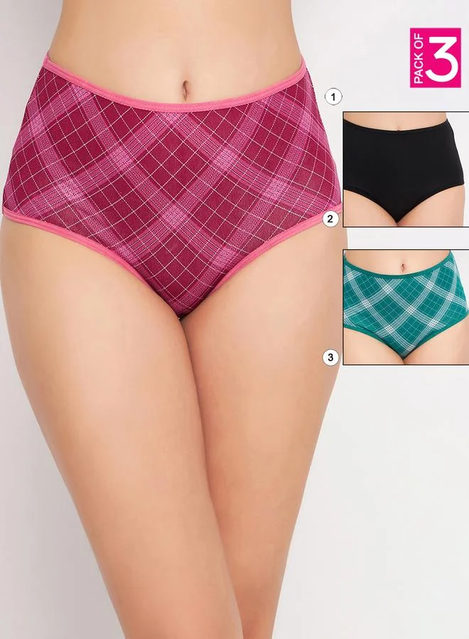 Clovia Clovia Pack of 3 - Printed High Rise Hipster Briefs
