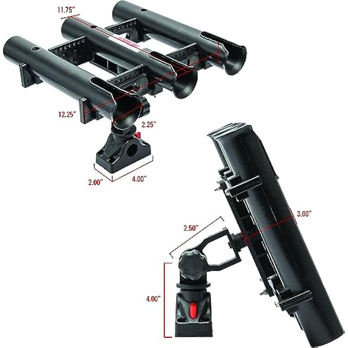 rayihni 3006.8635 Adjustable Triple Rod Holder with Locking Mounting Base - Image 3