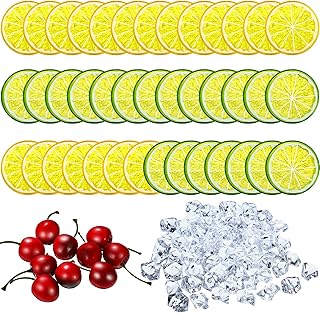 MTLEE 130 Pieces Fake Lemon Slice Ice Cubes Set, Include 20 Simulation Lemon Slice Fake Lemon Slices Fake Fruit, 100 - Image 1