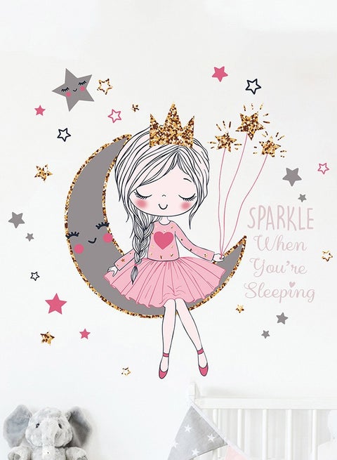 Little Princess Moon Girl Bedroom Children's Room Kindergarten Home Decoration PVC Wall Stickers