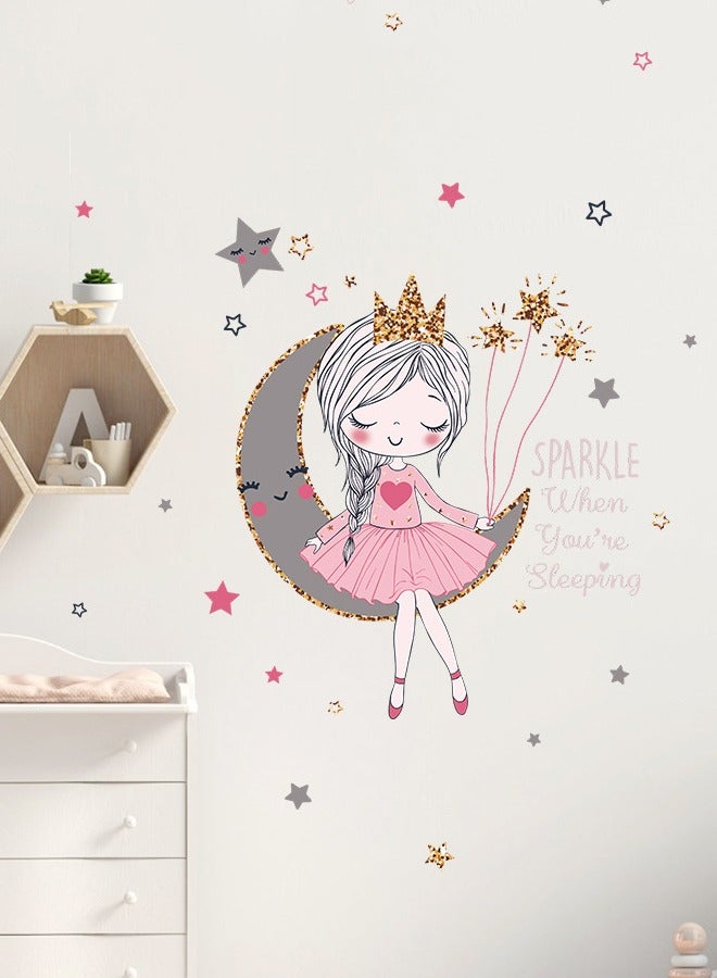 Little Princess Moon Girl Bedroom Children's Room Kindergarten Home Decoration PVC Wall Stickers - Image 4