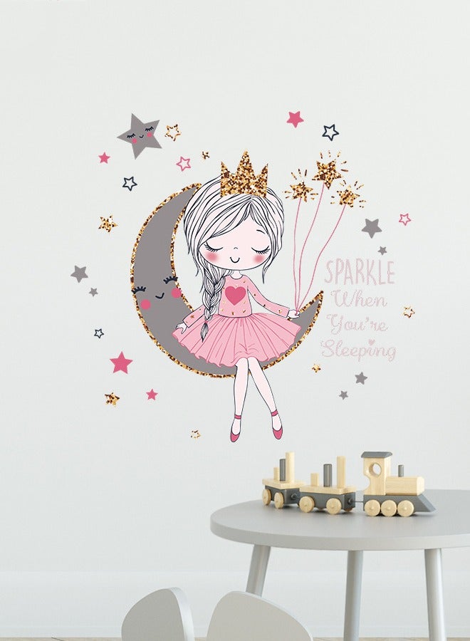 Little Princess Moon Girl Bedroom Children's Room Kindergarten Home Decoration PVC Wall Stickers - Image 2