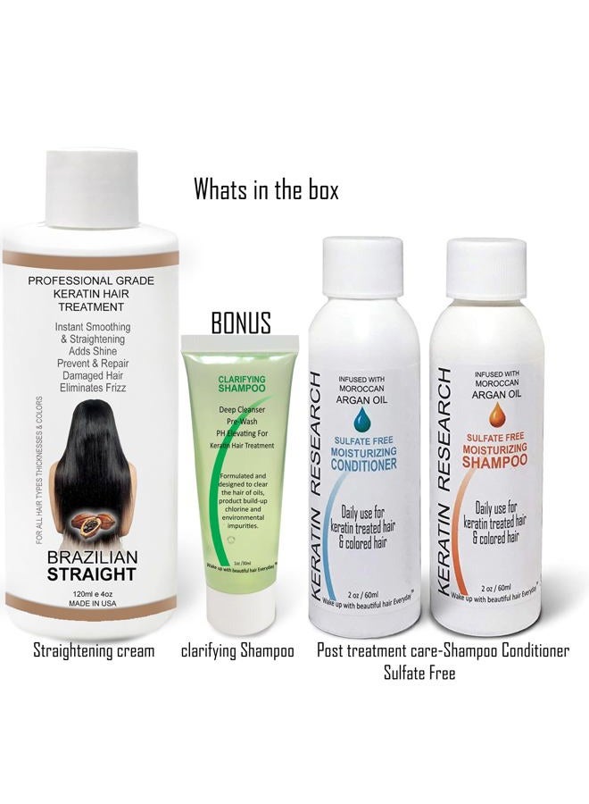 KERATIN RESEARCH The Real BRAZILIAN STRAIGHT Keratin Blowout Complex Hair Treatment Kit Pro Grade Organic Natural Results Straighten & Smooth Any Hair Type Color Or Condition Keratina Brasilera Tratamiento (120ml kit)  - Image 3