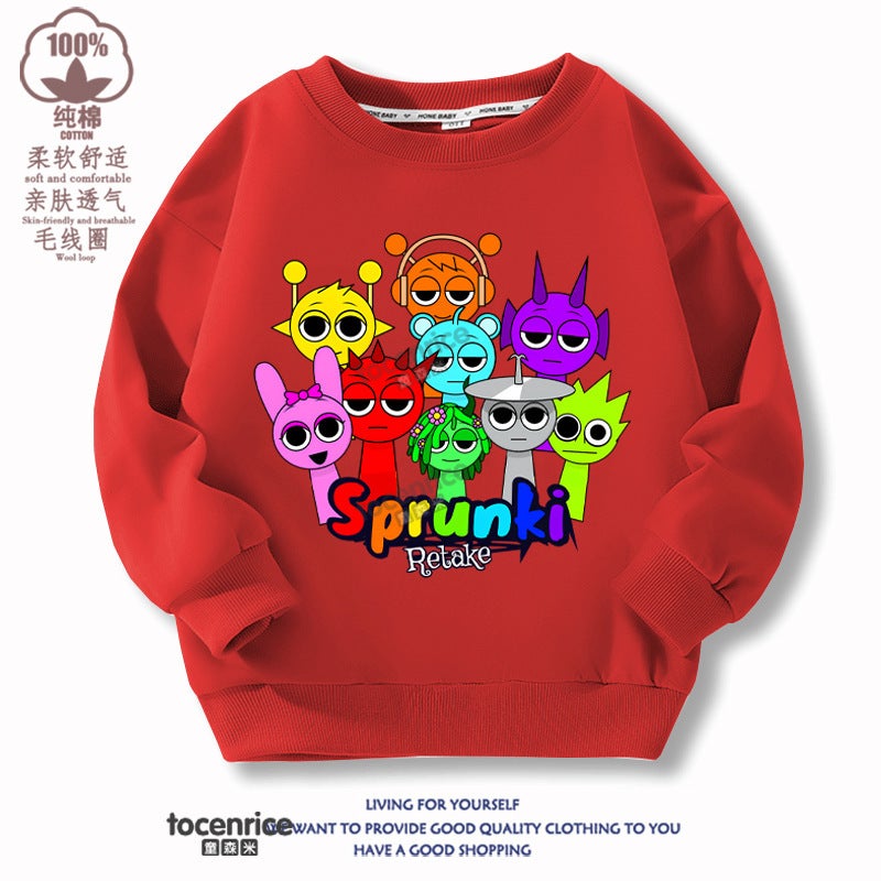 Children'S Sweater Sprunki Rhythm Box Peripheral Clothes Round Neck Cotton And Velvet Top Children'S Clothing - Image 1