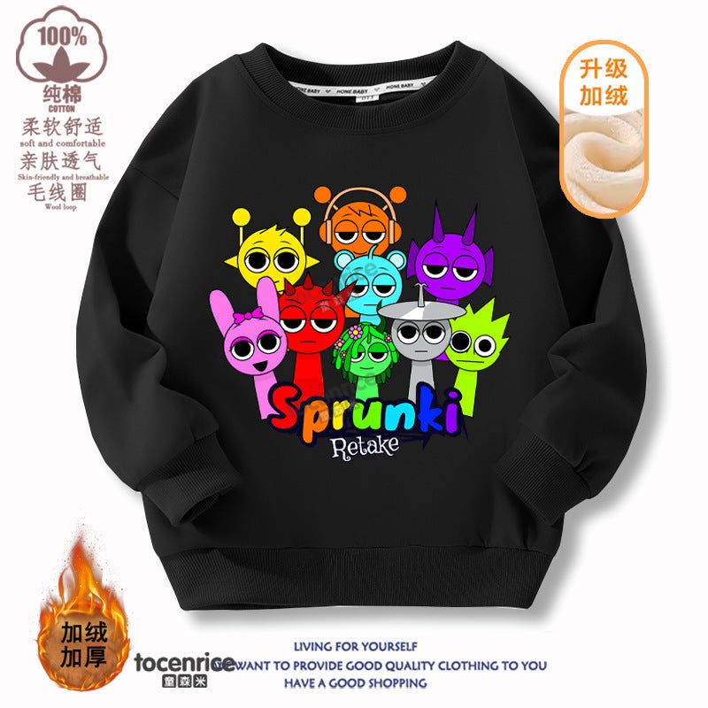 Children'S Sweater Sprunki Rhythm Box Peripheral Clothes Round Neck Cotton And Velvet Top Children'S Clothing - Image 5