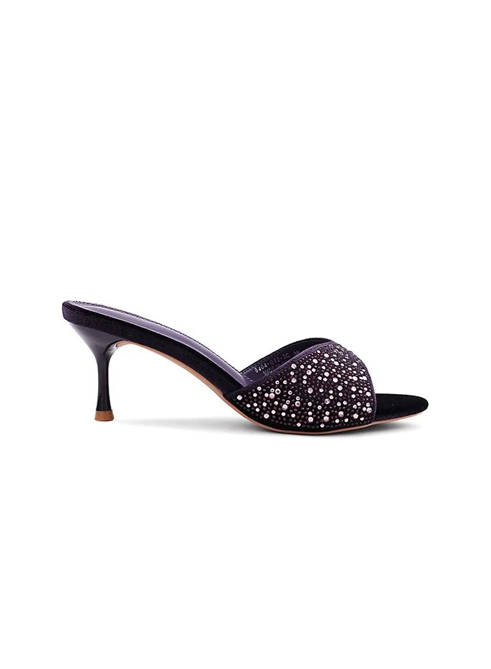 أيقون Crystal Patent finish heel slipper with elegant style.