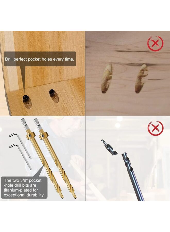 Pocket Hole Jig Kit, Professional and Upgraded All-Metal Pocket Screw Jig - Image 5