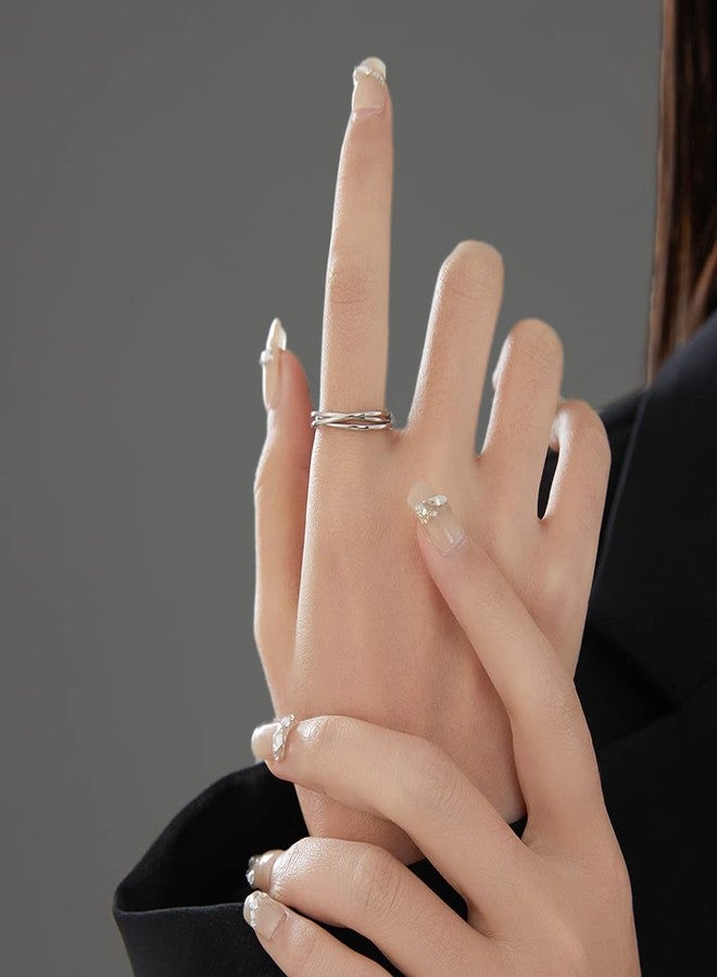 VQYSKO Triple Interlocked Rolling Ring for Women-Stainless Steel Stacking Cross Rings in Silver/Gold/Rose gold Minimalist Promise Ring for Love/Engagement/Wedding, Size 4-12 (Silver, 3) - Image 4