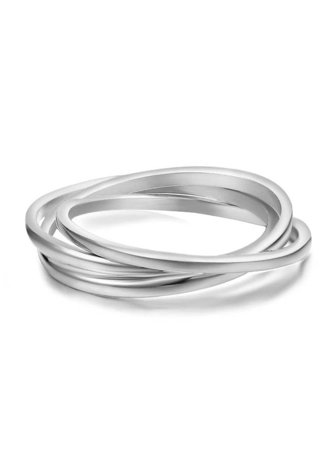 VQYSKO Triple Interlocked Rolling Ring for Women-Stainless Steel Stacking Cross Rings in Silver/Gold/Rose gold Minimalist Promise Ring for Love/Engagement/Wedding, Size 4-12 (Silver, 3) - Image 3