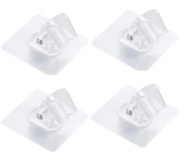 SELF ADHESIVE HANDHELD SHOWER HEAD HOLDER ADJUSTABLE BATHROOM WALL MOUNTED BRACKET HOLDER DRILLFREE WALL HANGING SHOWER SHELF FREE PERFORATION SHOWER HEAD STAND TRANSPARENT 4