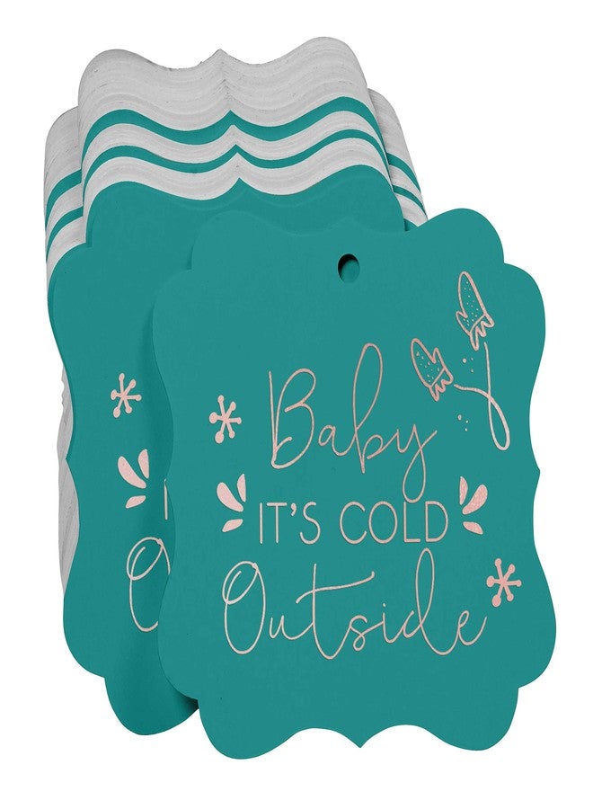 Inkdotpot بطاقات هدايا لحفل استقبال المولود الجديد من Inkdotpot، مصنوعة من رقائق الذهب الوردي، بتصميم "الجو بارد بالخارج"، على شكل حامل، عبوة من 50 بطاقة ورقية - Image 3