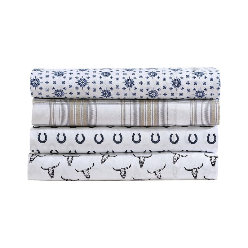 Wrangler- Queen Sheet Set  Silky & Lightweight Bedding Set  Casual Home D?cor (Steer Skulls Black  Queen) - Image 5