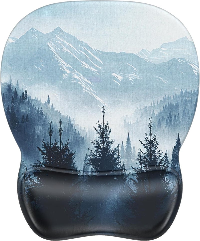 Ergonomic Mouse Pad with Gel Wrist Rest – Comfortable Wrist Support Mouse Mat with Smooth Lycra Surface & Non-Slip PU Base, Pain Relief for Computer, Laptop & Gaming, 9.4 x 8.1 in (18 Colors Available) - Image 1