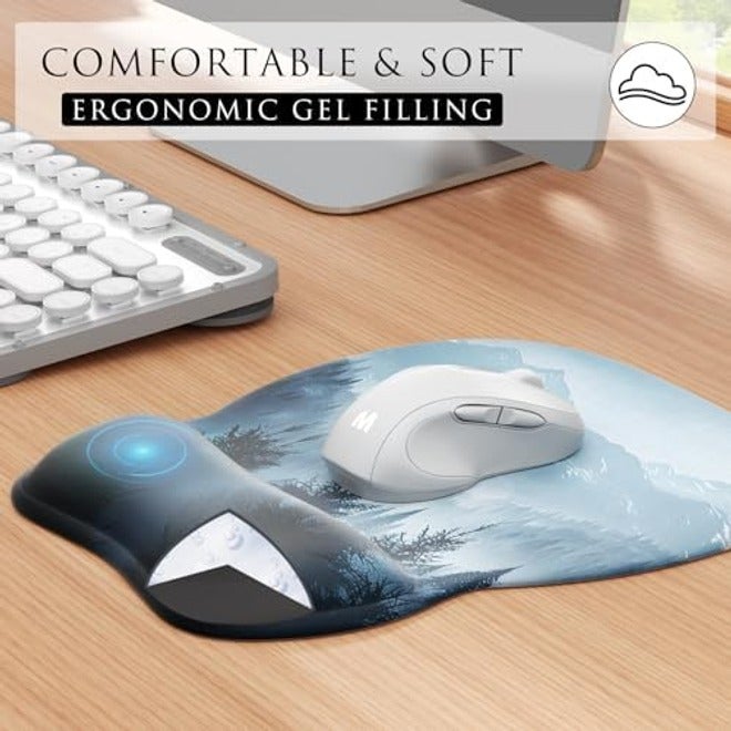 Ergonomic Mouse Pad with Gel Wrist Rest – Comfortable Wrist Support Mouse Mat with Smooth Lycra Surface & Non-Slip PU Base, Pain Relief for Computer, Laptop & Gaming, 9.4 x 8.1 in (18 Colors Available) - Image 5