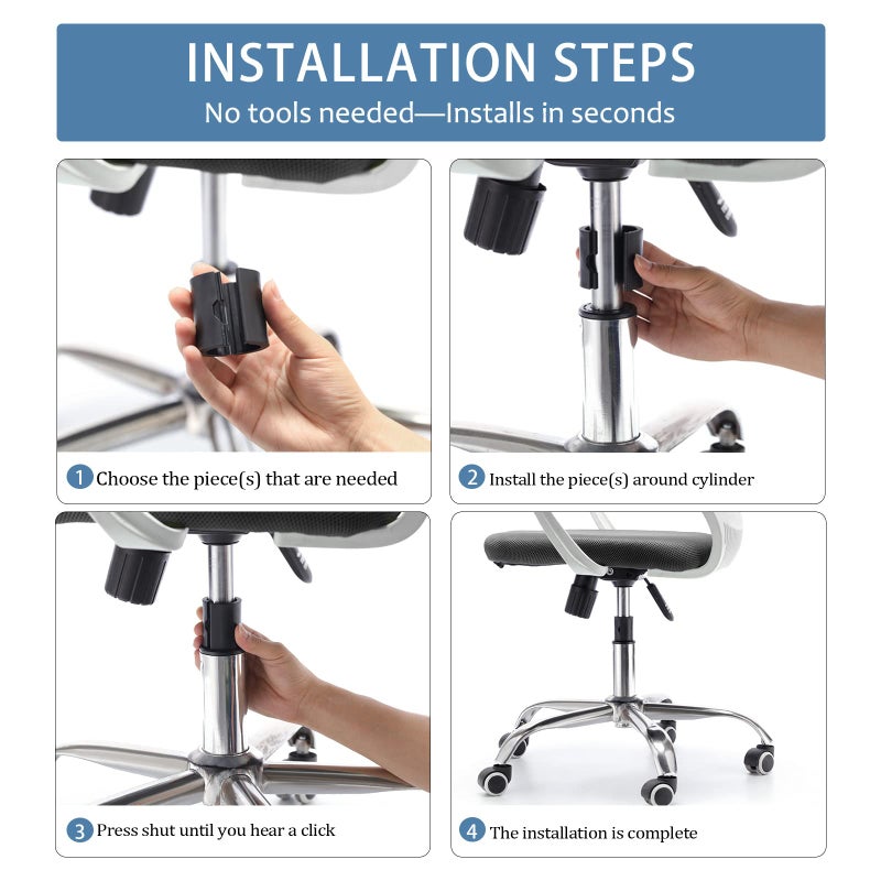 Salbree Office Chair Hero Fix Attaches Clamps to Large Cylinder Piston Stops Your Chairs from Sinking When Computer Hydraulic Lift Has No Gas Stop Replacement - Image 2