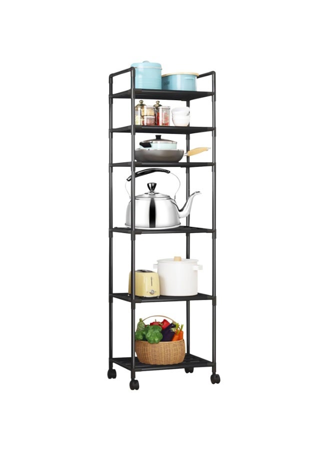 LINGWEI 6 Tier Kitchen Storage Rack with Wheels Multifunction Movable Rack Adjustable Metal Organizer Shelf - Image 1