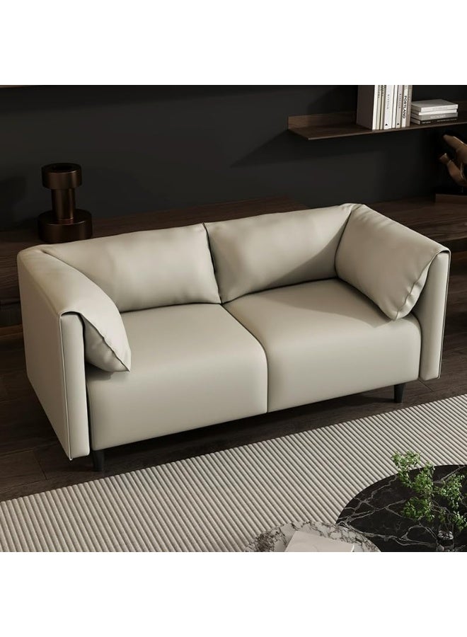 Comfynest Modern Faux Leather Small Loveseat With Foam Seat Fill & Pillow Top Arm 150X70X70 Cm Light Gray - Image 1