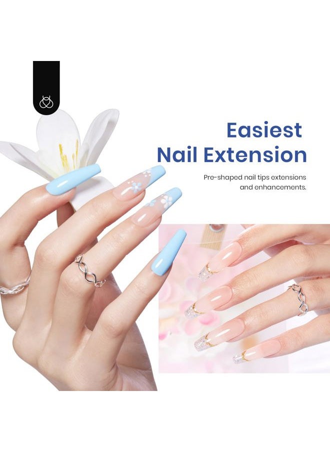 beetles Gel Polish Beetles Gel Nail Kit Easy Nail Extension Set 240 PCS Pre-Shaped Long Coffin Soft Gel Nail Tips with 5-in-1 Nail Glue Base Coat & LED Nail Lamp Acrylic Nails for Nail Art & DIY Home Manicure  - Image 3