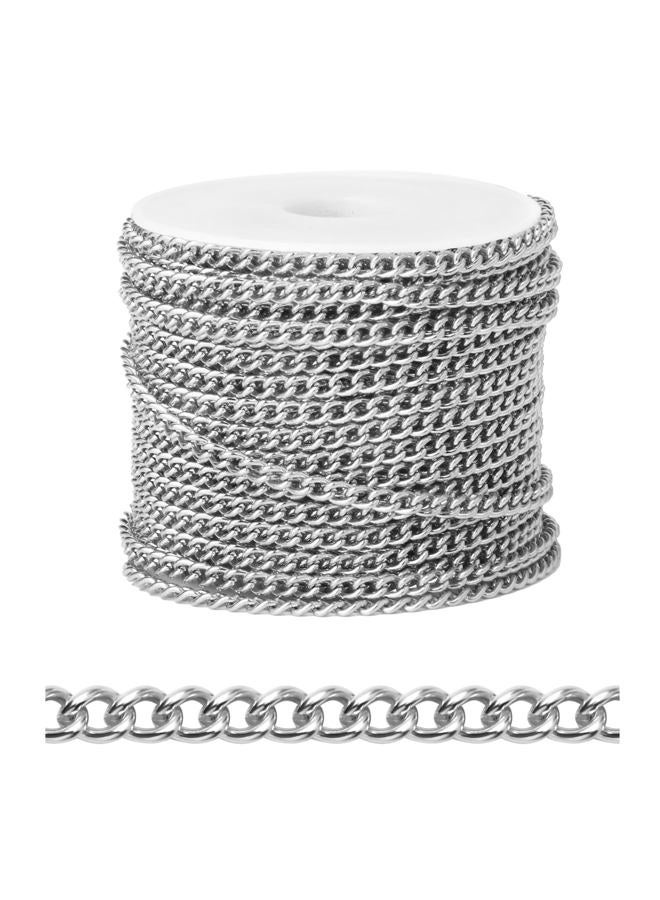 Ucevi [66 FT] Stainless Steel Curb Chains Bulk for Jewelry Making, 3mm 304 Stainless Steel Flat Twisted Links Curb Chains Roll Spool for Jewelry Making DIY Craft - Image 1