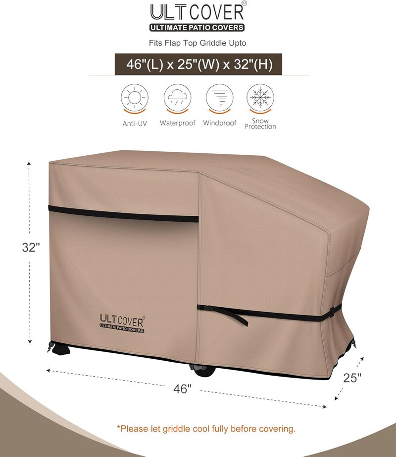 ULTCOVER 600D Outdoor Waterproof Griddle Cover for Blackstone Halo LoCo Cookers Nexgrill Weber 22 inch Single Side Shelf Flap Top Grill with Hood - Image 2