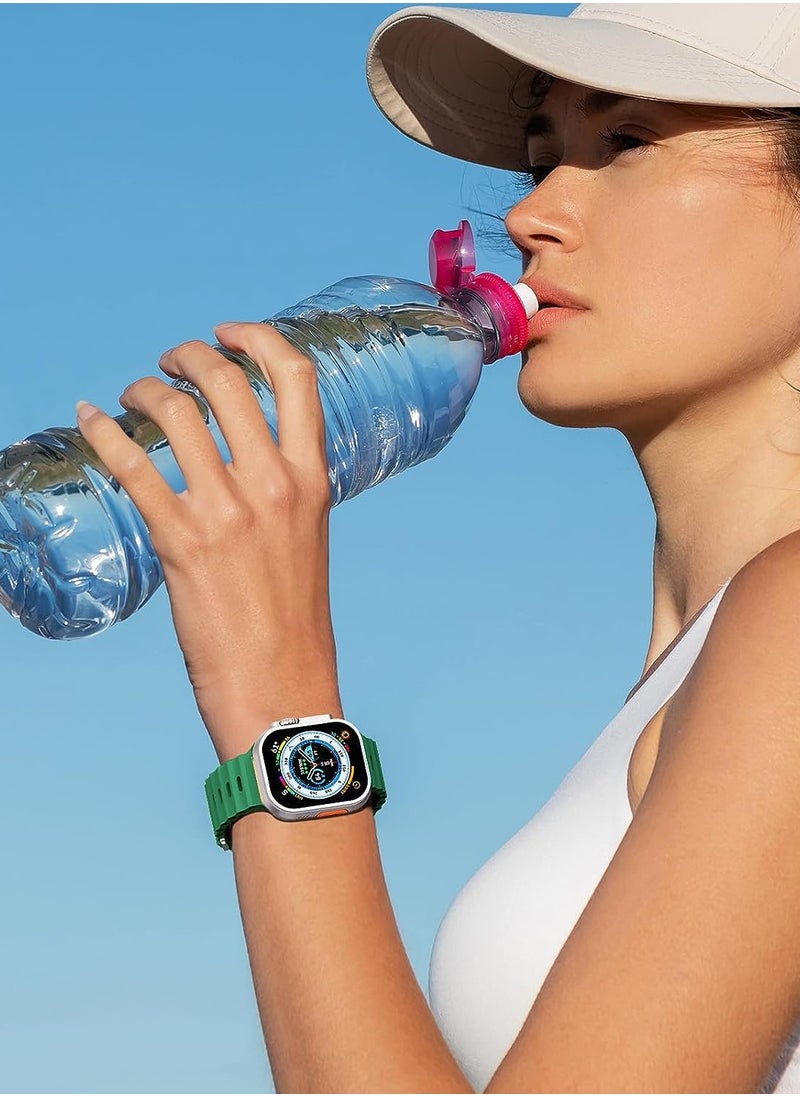 Color Fans - Apple Watch Ocean Band 41mm 40mm 38mm for Men Women, Soft Silicone Sport Band Replacement Strap for Apple Watch Ultra iWatch Series 8 7 SE 6 5 4 3 2 1 Red-Emerald Green - Image 1