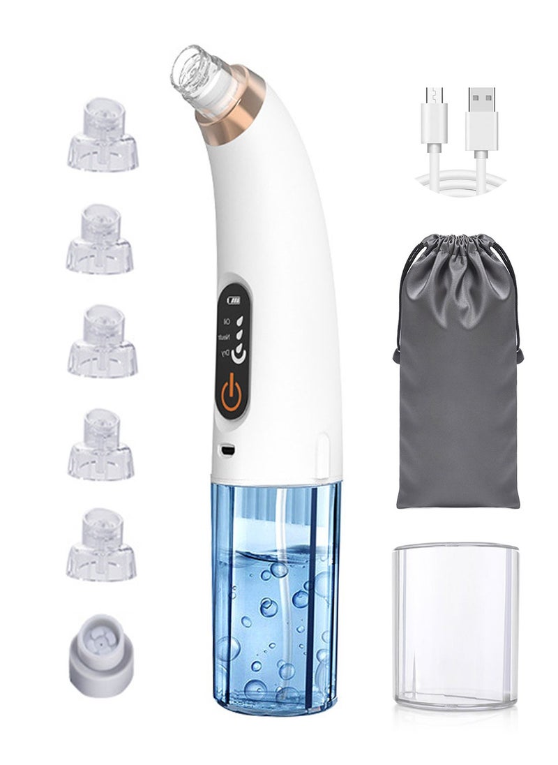 Syarme Blackhead Remover Pore Vacuum Cleaner, Rechargeable Black Heads Removal Tool Black Head Suctioner, Motorized Black Head Extractions Tool with 3 Suction Power, 6 Probes, 2 Water Tanks - White  - Image 1