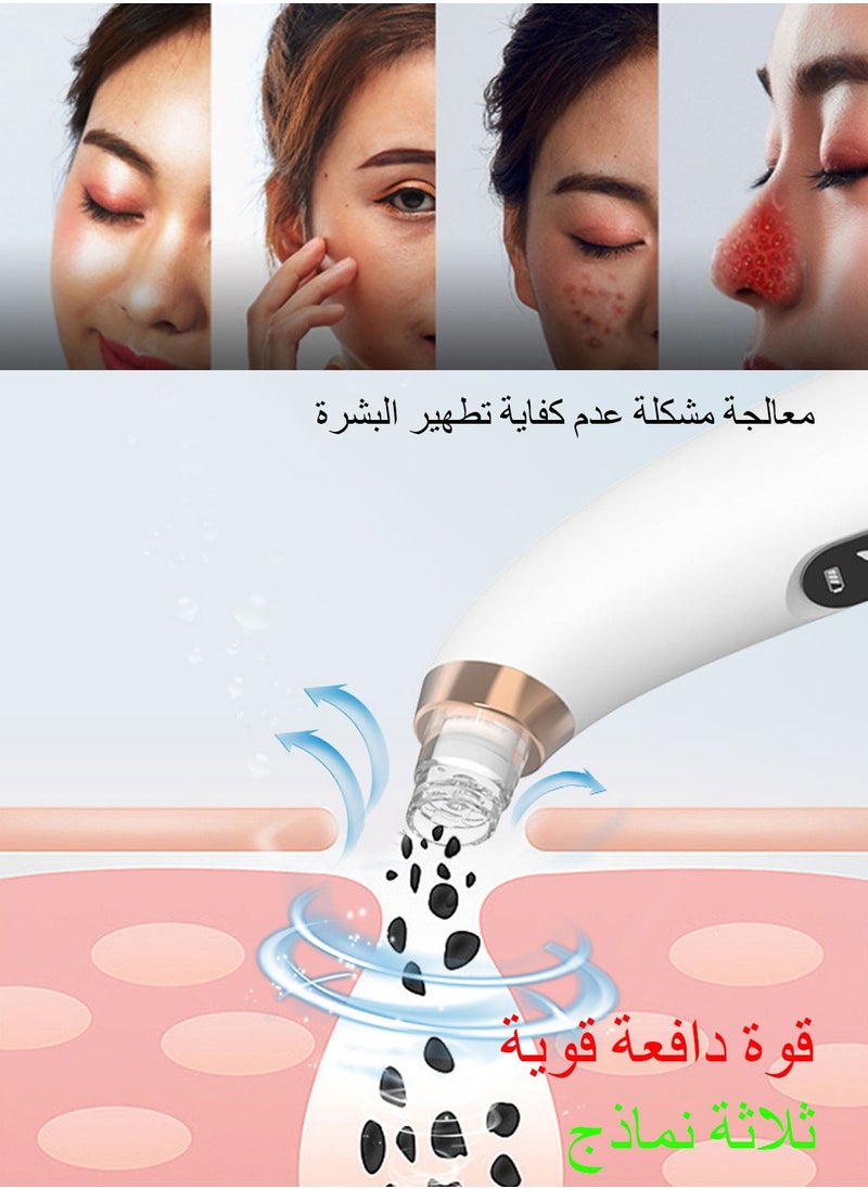 Syarme Blackhead Remover Pore Vacuum Cleaner, Rechargeable Black Heads Removal Tool Black Head Suctioner, Motorized Black Head Extractions Tool with 3 Suction Power, 6 Probes, 2 Water Tanks - White  - Image 3