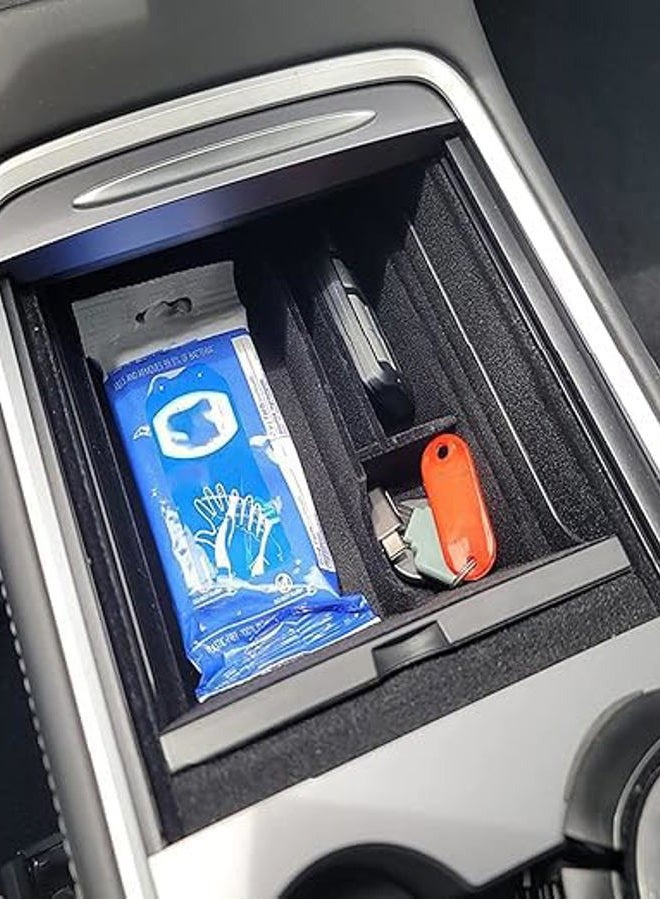 JOJOMARK Center Console Organizer Tray fits for Tesla Model 3/Y Accessories 2020 2021 2022 2023（Fit Tesla Model 3/Y cover close by sliding） - Image 2