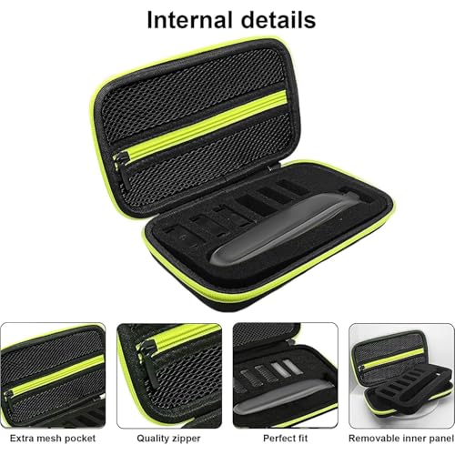 LinMei Storage Box Compatible with Philips Norelco OneBlade Trimmer QP2724/10 QP2520 QP2525 QP2530 QP2570 QP2620 QP2630 QP2834 Shaver Case Trimmer and Accessories Ideal for Travel (Black-Green) - Image 4