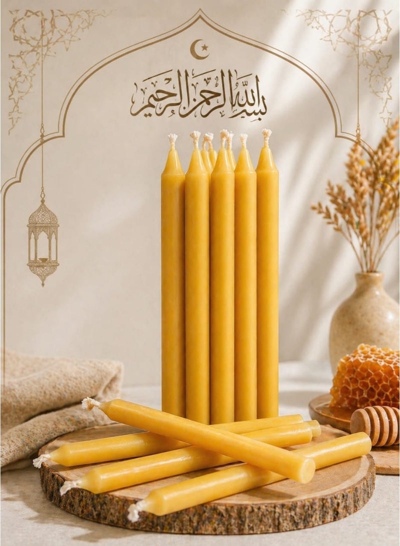 Premium 100% Pure Beeswax Candles | 7.5 Inch Natural Honey Scented Taper Candles | Pack of 10 (16g each) - Image 1