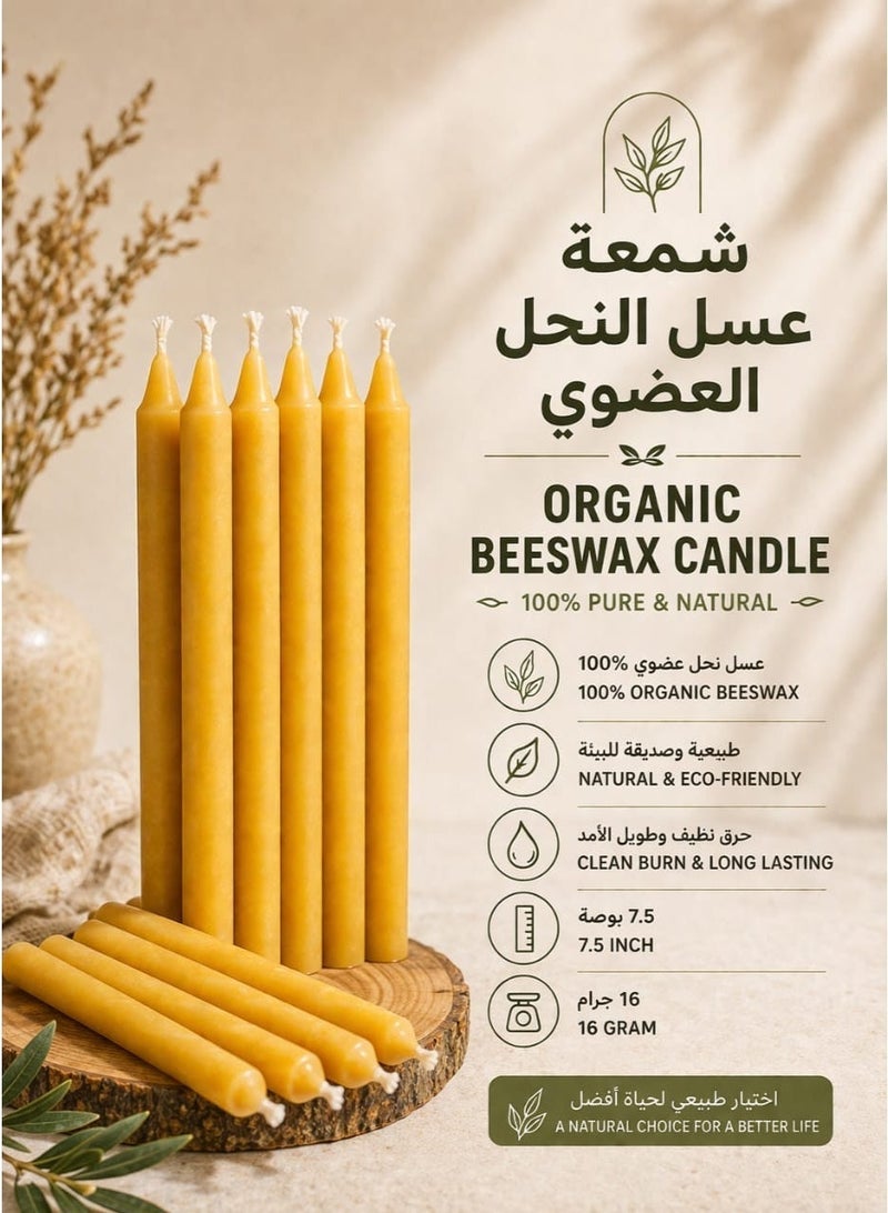 Premium 100% Pure Beeswax Candles | 7.5 Inch Natural Honey Scented Taper Candles | Pack of 10 (16g each) - Image 2
