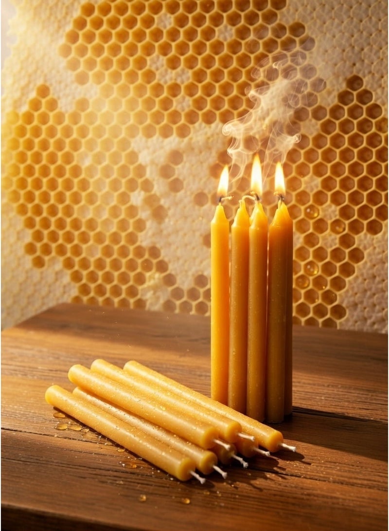 Premium 100% Pure Beeswax Candles | 7.5 Inch Natural Honey Scented Taper Candles | Pack of 10 (16g each) - Image 4