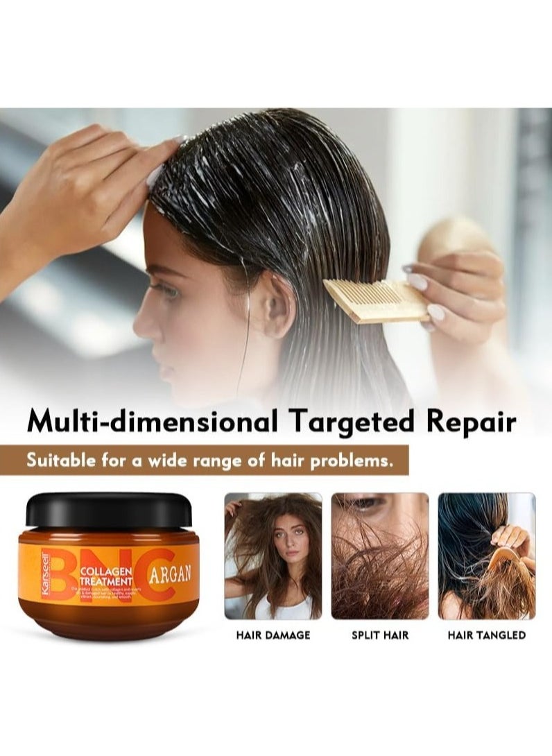 Karseell Karseell BNC Collagen Hair Treatment Deep Repair Conditioning Argan Oil Collagen Hair Mask Essence for Dry Damaged Hair All Hair Types 16.90 oz 500ml  - Image 4